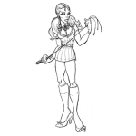 Dibujo para colorear Dibujo De Mujer En Minifalda Con Latigo De Tres Puntar Para Pintar Y Colorear