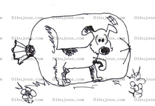 Dibujo para colorear Dibujo De Perrito Encerrado En Una Bolsa Inflada Para Pintar Y Colorear