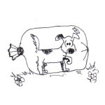 Dibujo para colorear Dibujo De Perrito Encerrado En Una Bolsa Inflada Para Pintar Y Colorear
