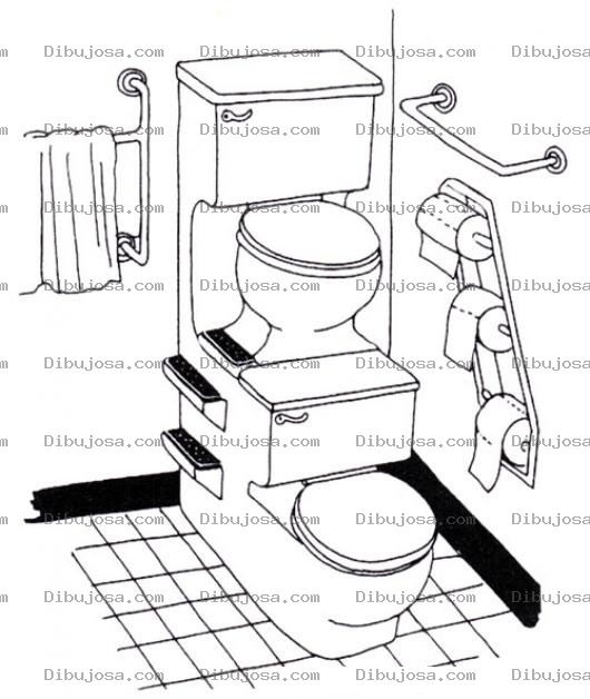 Dibujo para colorear Losa Sanitaria De Bano Dibujo De Dos Sanitarios Juntos Para Pintar Y Colorear Retretes Unidos Torre De Tasas De Bano Toilette