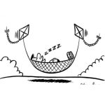Dibujo para colorear Dibujo De Hamaca Voladora Suspendida De Dos Barriletes Para Pintar Y Colorear Amaca Con Cometas