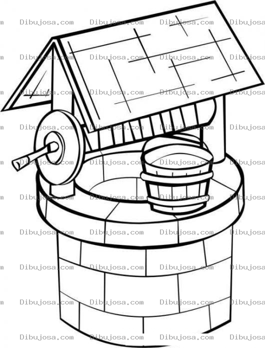 Dibujo para colorear Pozos De Agua Dibujo De Un Pozo De Agua Con Una Cubeta Para Pintar Y Colorear