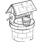 Dibujo para colorear Pozos De Agua Dibujo De Un Pozo De Agua Con Una Cubeta Para Pintar Y Colorear