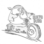 Dibujo para colorear Dibujo De Huevo Duro En Moto Para Pintar Y Colorear