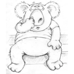Dibujo para colorear Dibujo De Oso Koala Escarolenadose La Nariz Y Comiendo Mocos Para Pintar Y Colorear