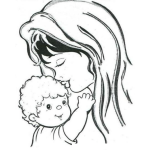 Dibujo para colorear Dibujo De Mama Besando A Su Hijo En La Cabeza Para Pintar Y Colorear