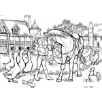 Dibujo para colorear Dibujo De Nina Granjerita Acariciando A Su Caballo Para Pintar Y Colorear