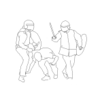 Dibujo para colorear Dibujo De Policias Antimotines Reduciendo Al Orden A Un Invasor Inconforme Revoltoso Y Bochinchero Para Pintar Y Colorear