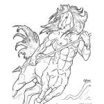 Dibujo para colorear Caballo Con Brazos Y Abdominales Para Pintar Y Colorear