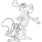 Dibujo para colorear Dibujo De Bullwinkle Y La Ardilla Voladora Para Pintar Y Colorear
