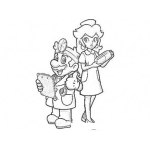Dibujo para colorear Doctor Mario Bros Con La Princesa Enfermera Para Pintar Y Colorear