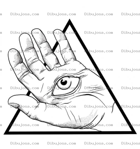 Dibujo para colorear Mano Con Ojo Para Pintar Y Colorear