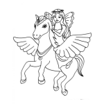 Dibujo para colorear Dibujo De Hada En Caballo Volador Para Pintar Y Colorear