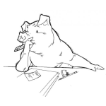 Dibujo para colorear Cerdo Estudioso Para Pintar Y Colorear A Un Marrano Estudiante