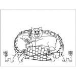 Dibujo para colorear Dibujo De Gata Recien Parida Con Sus Gatitos Para Pintar Y Colorear A Mama Gatita Con Sus Hijos Gatitos