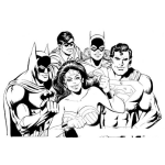 Dibujo para colorear Dibujo De Los Super Heroes Para Pintar Y Colorear A Batman Robin Gatubela Superman Y La Mujer Maravilla De Los Superheroes