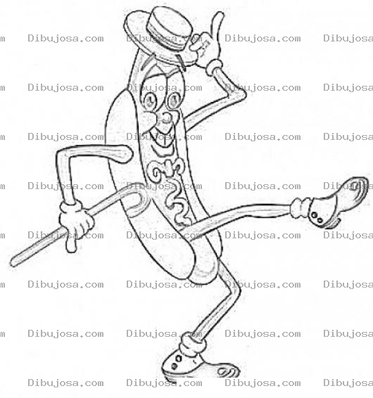 Dibujo para colorear Dibujo De Hotdog Bailando Para Pintar Y Colorear