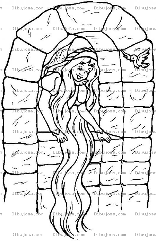 Dibujo para colorear Colorear nina con pelo muy largo