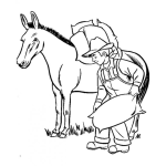 Dibujo para colorear Dibujo De Granjero Poniendo Sacos En El Lomo De Un Caballo Para Pintar Y Colorear