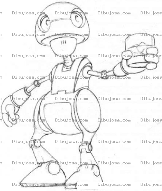 Dibujo para colorear Dibujo De Un Robot Con Un Vaso De Agua Con Hielo Para Pintar Y Colorear