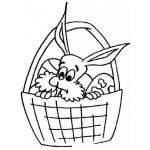 Dibujo para colorear Colorear conejo de pascua metido en una canasta