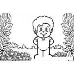 Dibujo para colorear Dibujo De Nino Colocho En Un Jardin Para Pintar Y Colorear