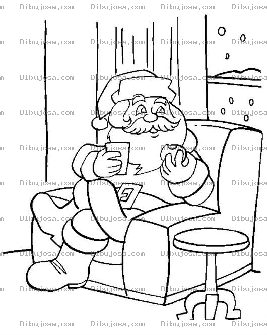 Dibujo para colorear Dibujo De Santa Claus Cominedo Galletas En Un Sofa Para Pintar Y Colorear