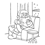 Dibujo para colorear Dibujo De Santa Claus Cominedo Galletas En Un Sofa Para Pintar Y Colorear