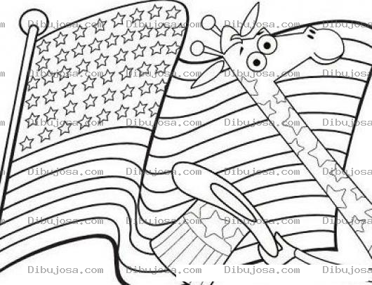 Dibujo para colorear Jirafa Gringa Dibujo De Jirafa Con Bandera De Los Eeuu Para Pintar Y Colorear Jirafita Estadounidense