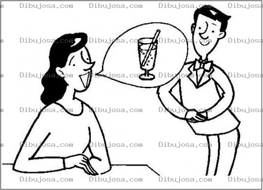 Dibujo para colorear Invitame A Un Trago Dibujo De Una Mujer Pidiendo Una Bebida A Un Hombre Para Pintar Y Colorear