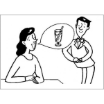 Dibujo para colorear Invitame A Un Trago Dibujo De Una Mujer Pidiendo Una Bebida A Un Hombre Para Pintar Y Colorear