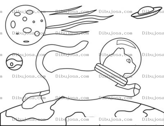 Dibujo para colorear Gato Astronauta Para Pintar Y Colorear A Un Gato Espacial