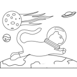 Dibujo para colorear Gato Astronauta Para Pintar Y Colorear A Un Gato Espacial