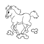 Dibujo para colorear Dibujo De Caballo Corriendo En Las Nubes Para Pintar Y Colorear