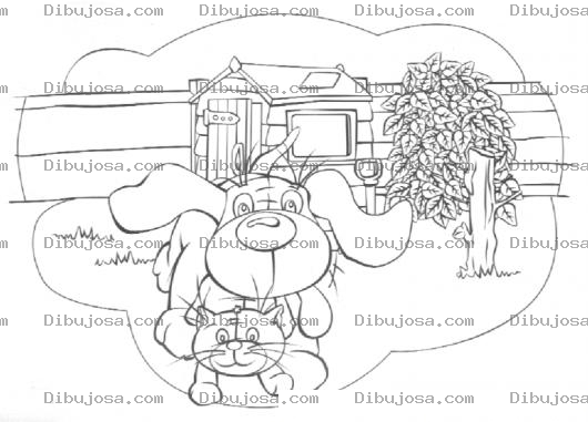 Dibujo para colorear Dibujo De Perro Y Gato Para Pintar Y Colorear