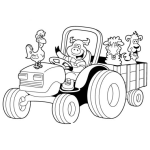 Dibujo para colorear Tractor Agricola Dibujo De Cerdito Manejando Un Tractor Con Animalitos Para Pintar Y Colorear