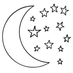 Dibujo para colorear Dibujo De La Luna Y Las Estrellas Para Pintar Y Colorear
