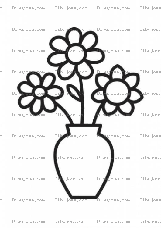 Dibujo para colorear 3flores Dibujo De Florero Con Tres Flores Para Pintar Y Colorear