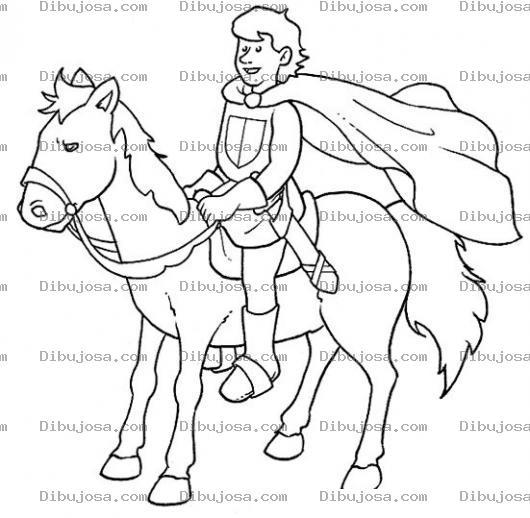 Dibujo para colorear Dibujo De Principe A Caballo Para Pintar Y Colorear