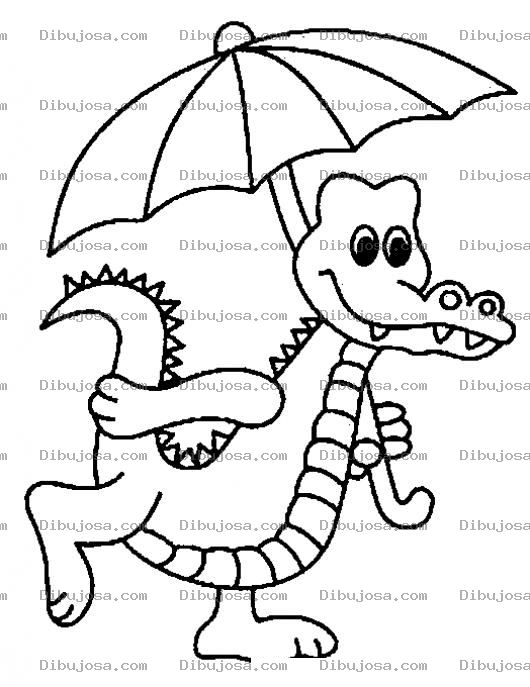 Dibujo para colorear Dibujo De Lagarto Con Paraguas Para Pintar Y Colorear