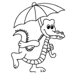 Dibujo para colorear Dibujo De Lagarto Con Paraguas Para Pintar Y Colorear