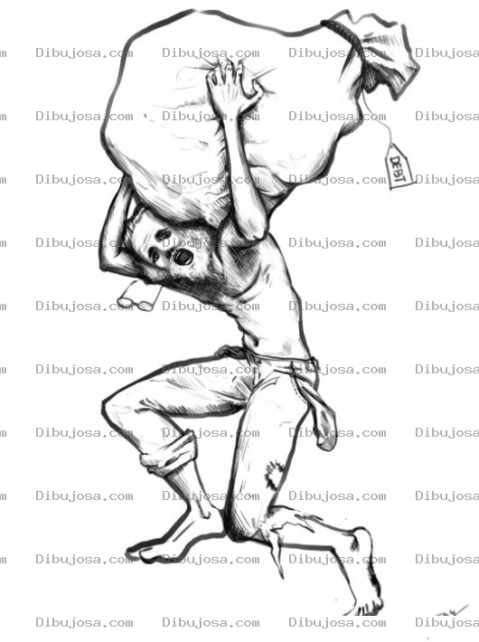 Dibujo para colorear La Carga De La Deuda Dibujo De Hombre Endeudado Para Pintar Y Colorear