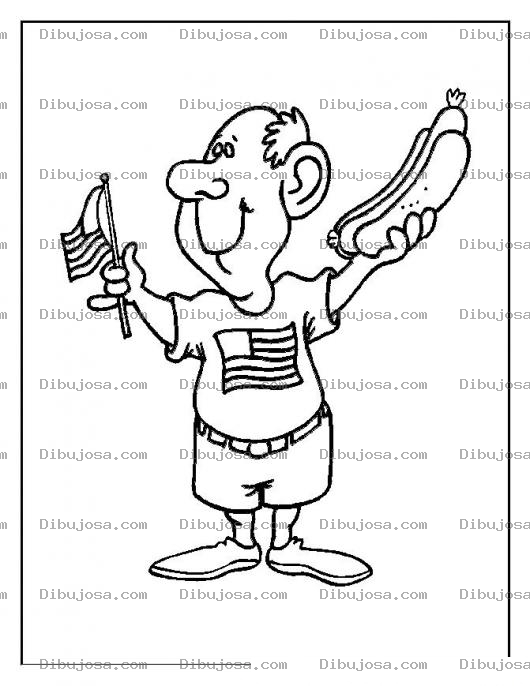 Dibujo para colorear Dibujo De Gringo Celebrando El 4 De Julio Para Pintar Y Colorear