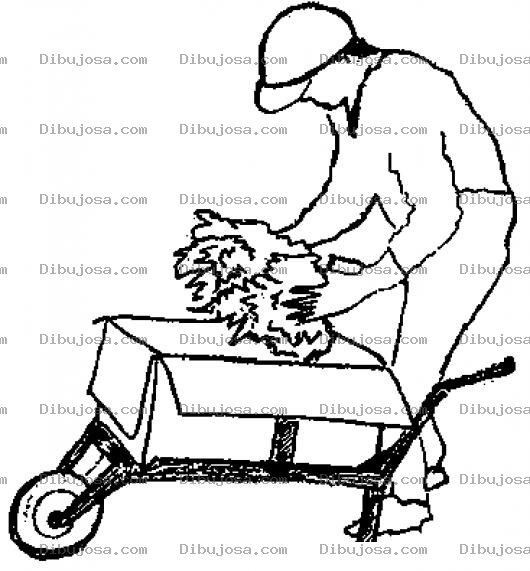 Dibujo para colorear Dibujo De Jardinero Con Una Caja En Una Carreta Para Pintar Y Colorear