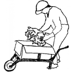 Dibujo para colorear Dibujo De Jardinero Con Una Caja En Una Carreta Para Pintar Y Colorear