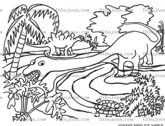 Dibujo para colorear Dinosaurio De Cuello Largo Comiendo Una Planta Para Pintar Y Colorear