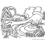 Dibujo para colorear Dinosaurio De Cuello Largo Comiendo Una Planta Para Pintar Y Colorear
