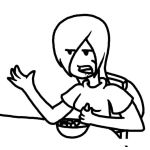 Dibujo para colorear Dibujo De Chica Malhumorada Desayunando Cereal Para Pintar Y Colorear