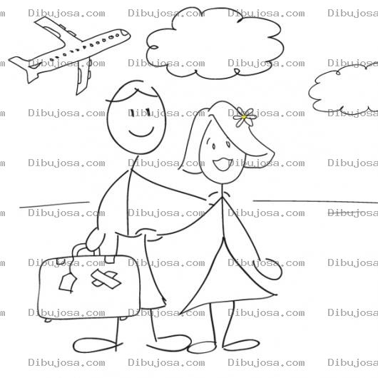 Dibujo para colorear Reciencasados De Viaje Para Colorear