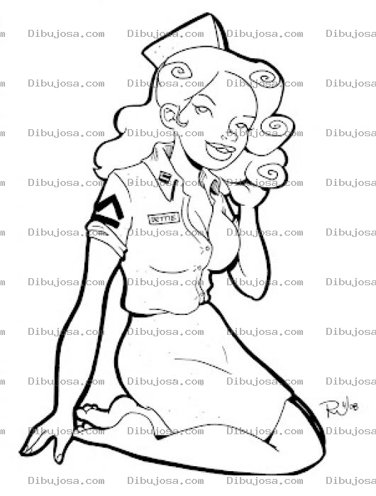 Dibujo para colorear Colorear Enfermera Sentada En El Suelo